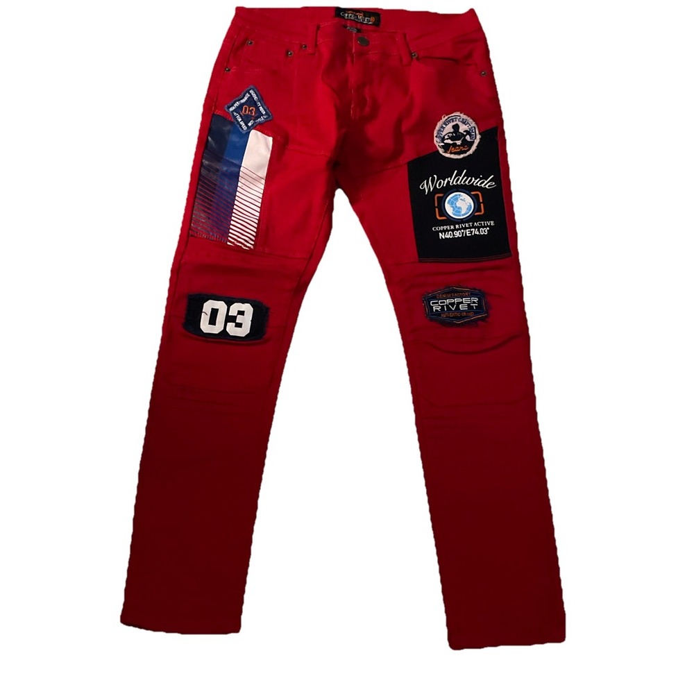 NWOT Copper Rivet  Mens Red Jeans/Pants 34" X 32"‎